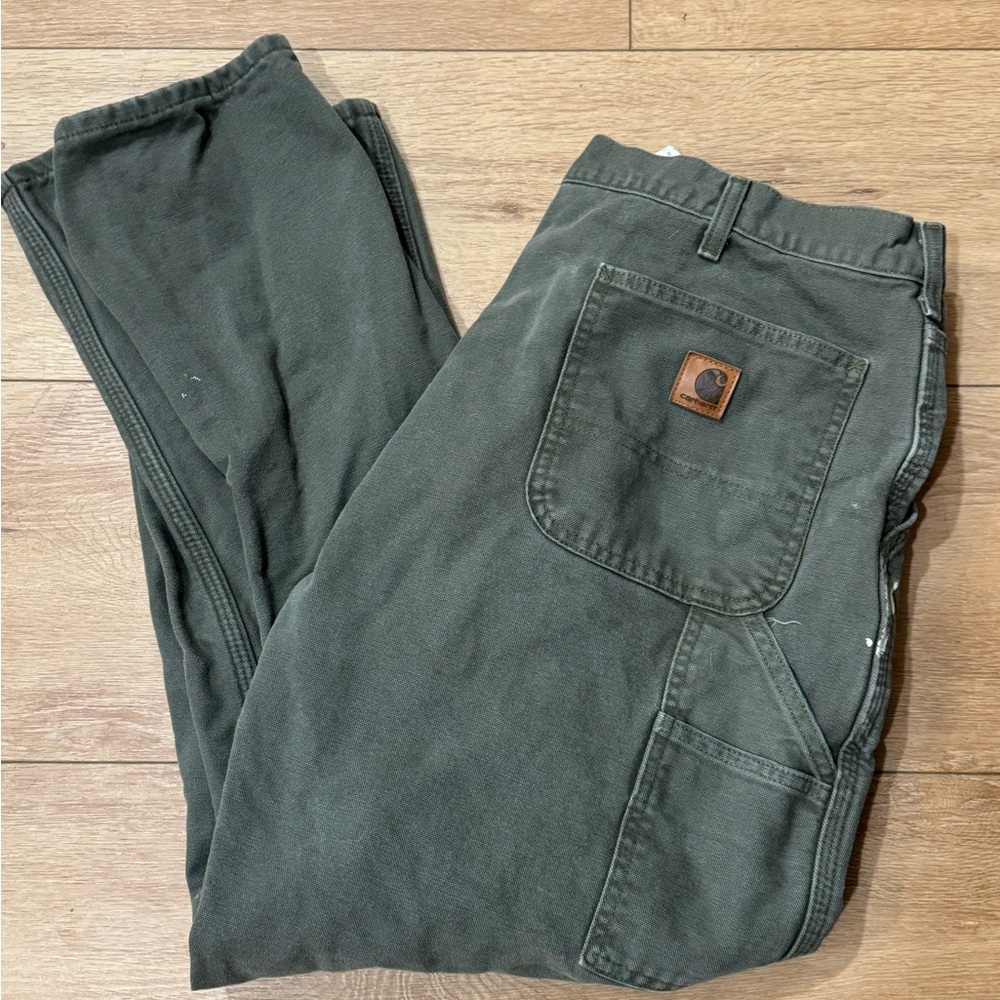 Early 2000s Y2K Carhartt Green Cargo Utility Workwear Men’s Pants 38x30
